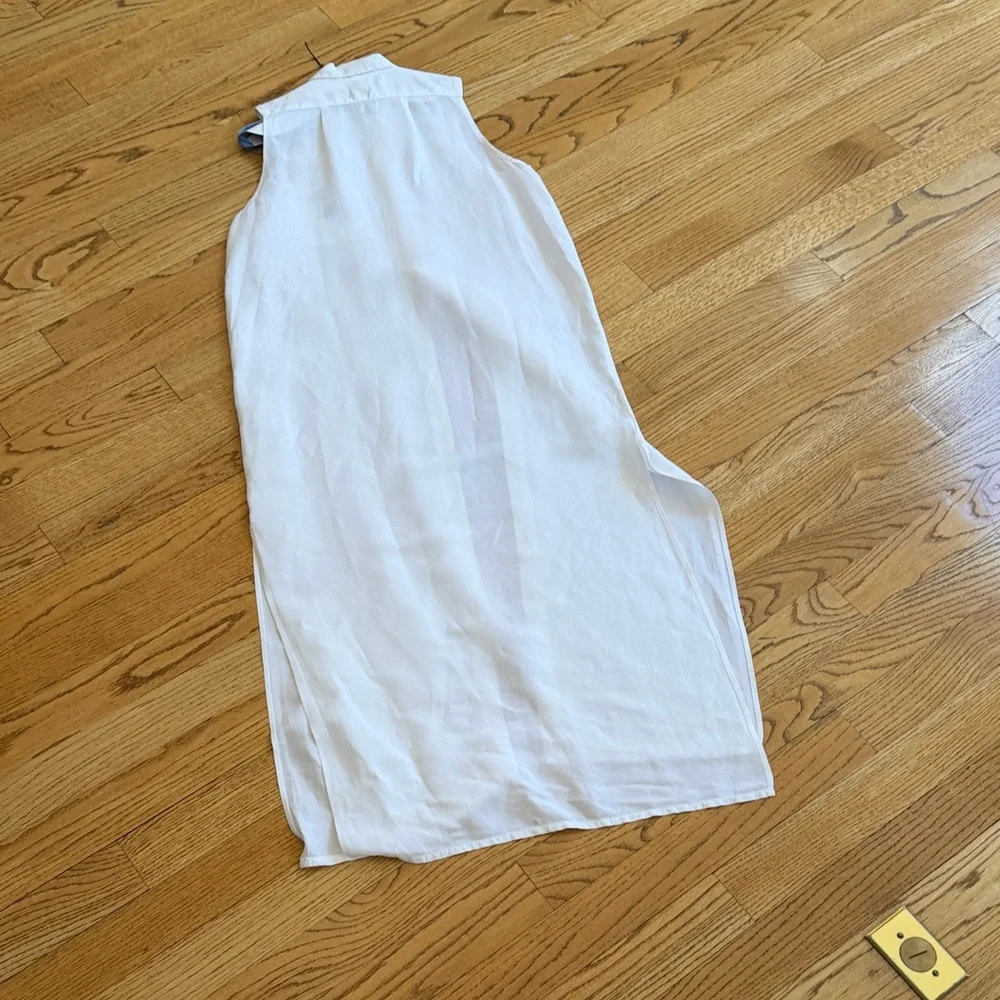 NSF White Sleeveless Shirt-Style Maxi Dress - Picture 4 of 6